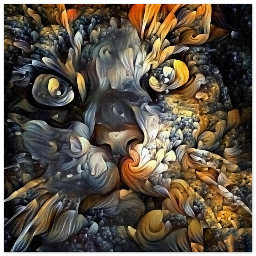 Ethereal Gaze – Abstract Feline Spirit Wall Art Print - Fine Art Poster - 40x40 cm / 16x16″ -