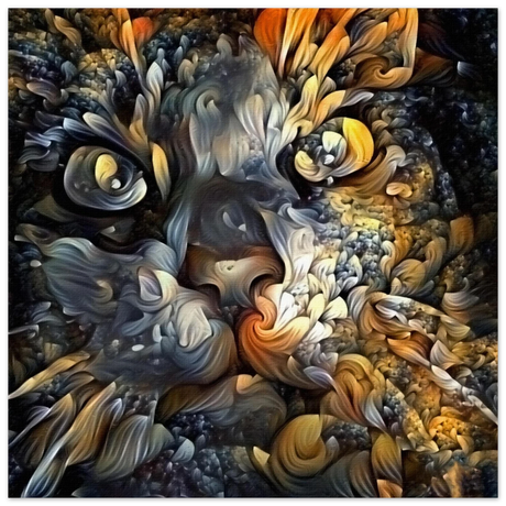 Ethereal Gaze – Abstract Feline Spirit Wall Art Print - Fine Art Poster - 40x40 cm / 16x16″ -