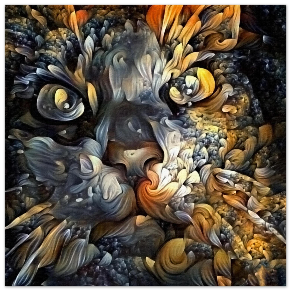 Ethereal Gaze – Abstract Feline Spirit Wall Art Print - Fine Art Poster - 40x40 cm / 16x16″ -