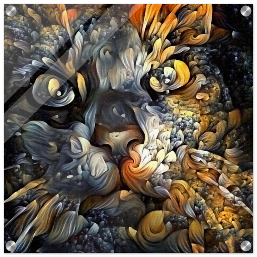 Ethereal Gaze – Abstract Feline Spirit Wall Art Print - Acrylic Print - 50x50 cm / 20x20″ -