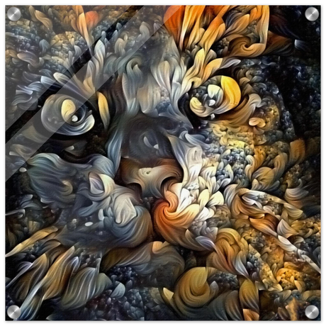 Ethereal Gaze – Abstract Feline Spirit Wall Art Print - Acrylic Print - 50x50 cm / 20x20″ -