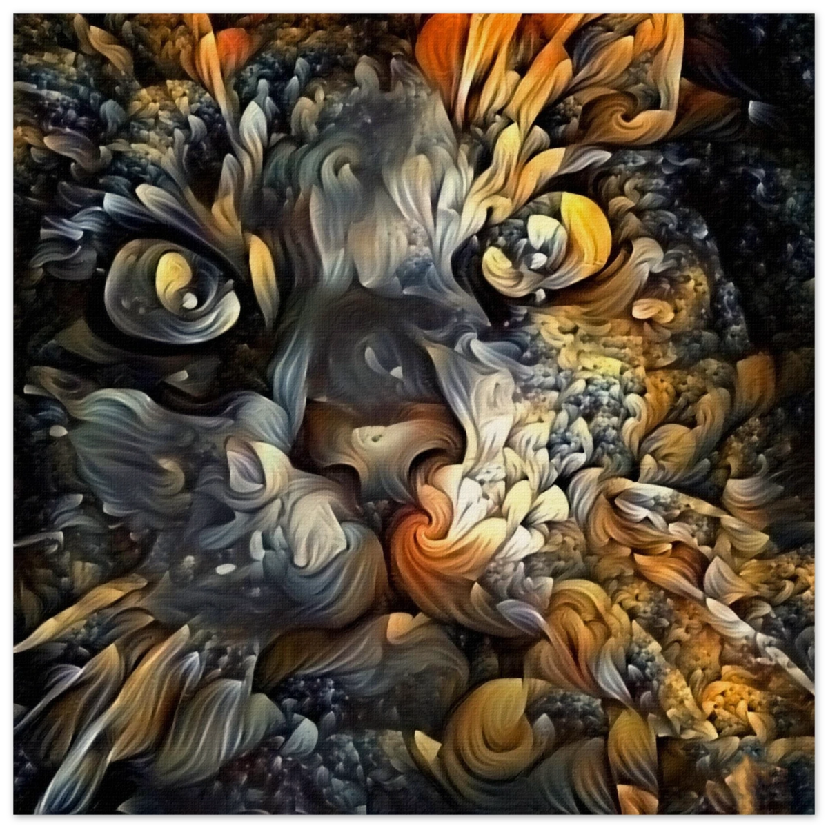 Ethereal Gaze – Abstract Feline Spirit Wall Art Print - Wood Prints - 30x30 cm / 12x12″ -