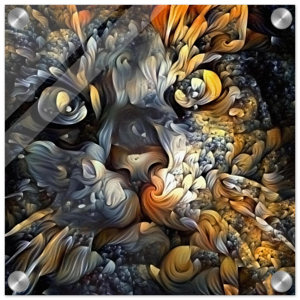 Ethereal Gaze – Abstract Feline Spirit Wall Art Print - Acrylic Print - 30x30 cm / 12x12″ -