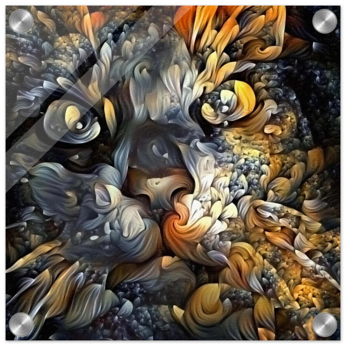 Ethereal Gaze – Abstract Feline Spirit Wall Art Print - Acrylic Print - 30x30 cm / 12x12″ -