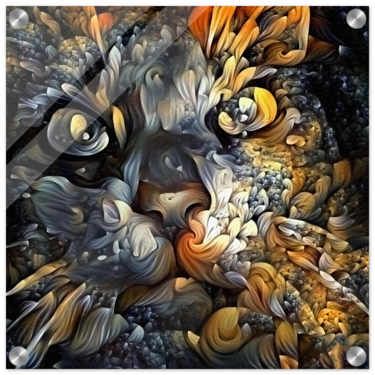 Ethereal Gaze – Abstract Feline Spirit Wall Art Print - Acrylic Print - 40x40 cm / 16x16″ -