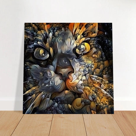 Ethereal Gaze – Abstract Feline Spirit Wall Art Print - Brushed Aluminum Print - 50x50 cm / 20x20″ -