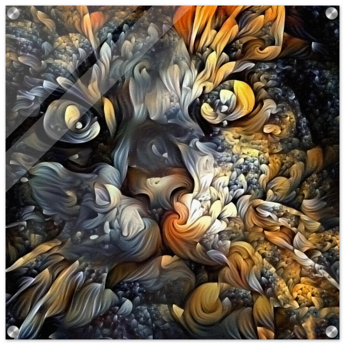 Ethereal Gaze – Abstract Feline Spirit Wall Art Print - Acrylic Print - 60x60 cm / 24x24″ -