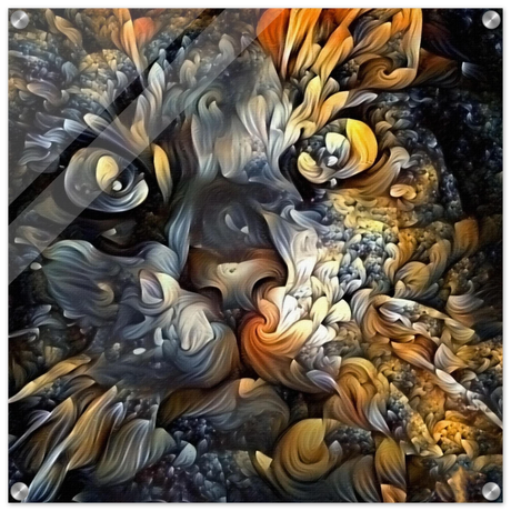 Ethereal Gaze – Abstract Feline Spirit Wall Art Print - Acrylic Print - 60x60 cm / 24x24″ -