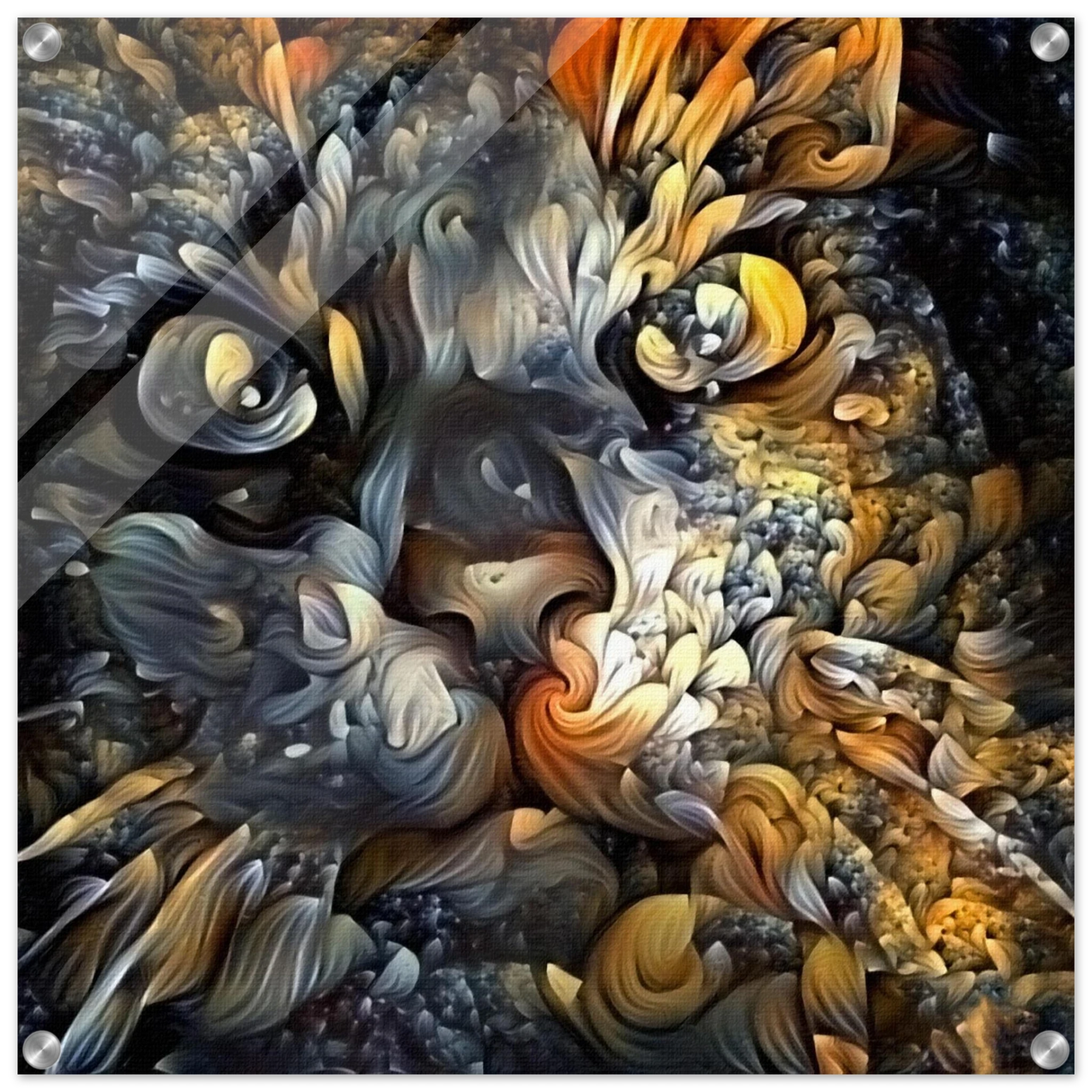 Ethereal Gaze – Abstract Feline Spirit Wall Art Print - Acrylic Print - 60x60 cm / 24x24″ -