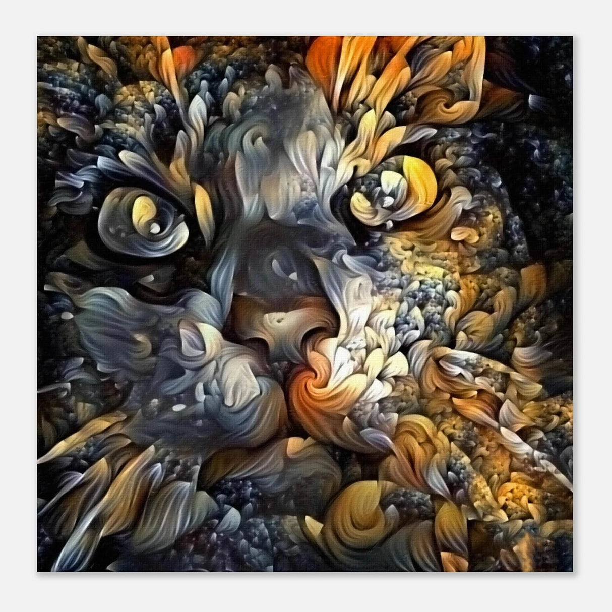 Ethereal Gaze – Abstract Feline Spirit Wall Art Print - Aluminum Print - 50x50 cm / 20x20″ -