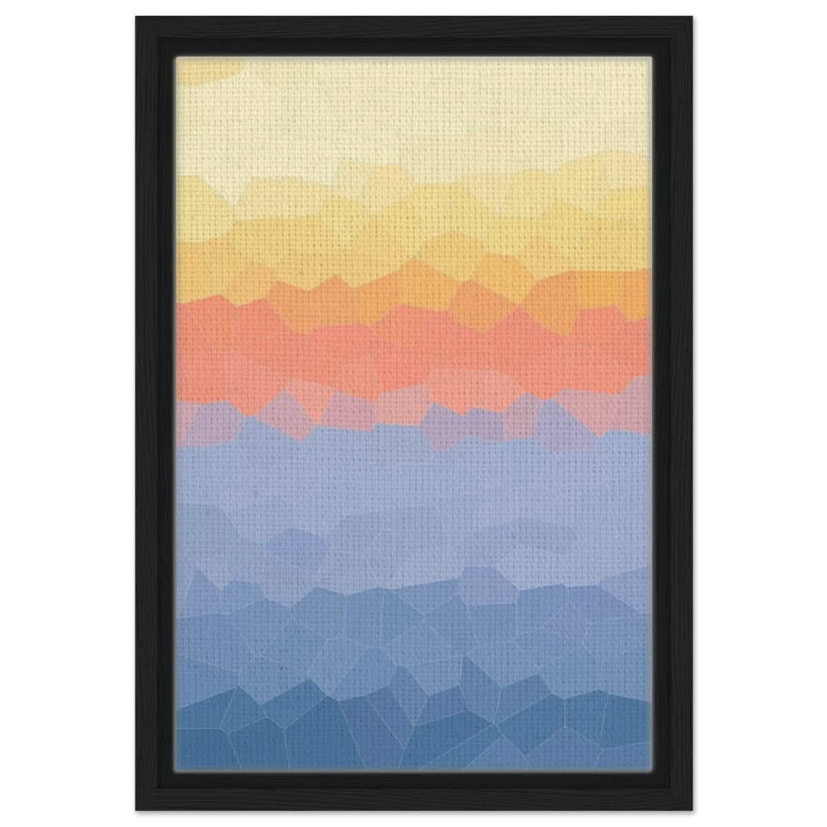 Ethereal Horizon: A Symphony of Color & Light | Abstract Wall art print - 30x45 cm / 12x18″ - Framed Canvas - Black frame