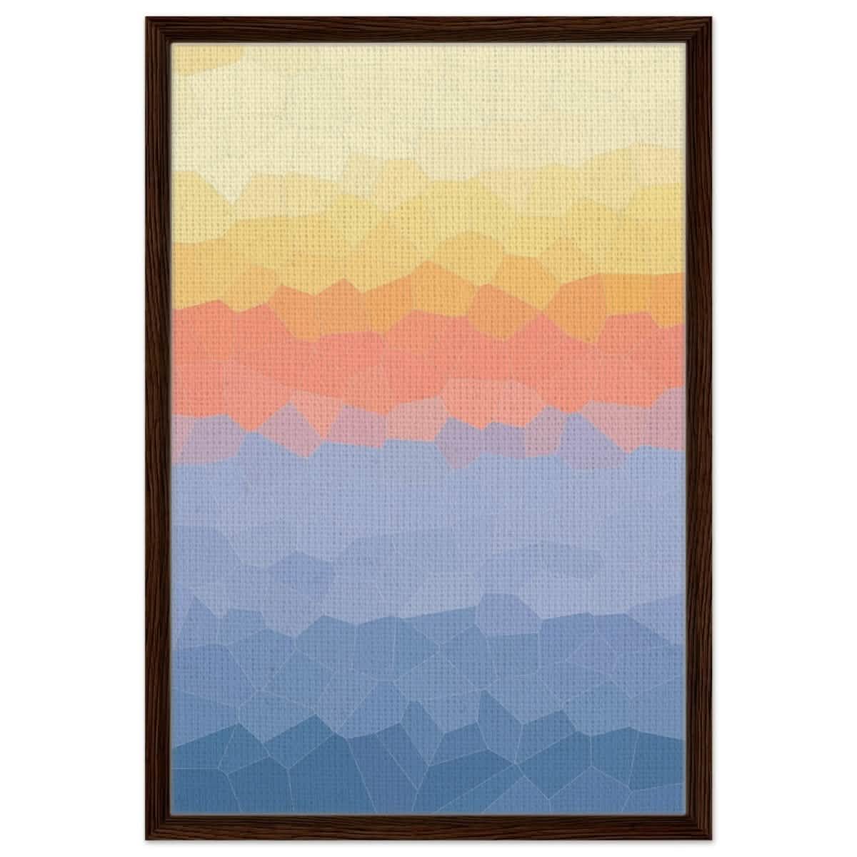 Ethereal Horizon: A Symphony of Color & Light | Abstract Wall art print - 50x75 cm / 20x30″ - Framed Canvas - Dark wood frame