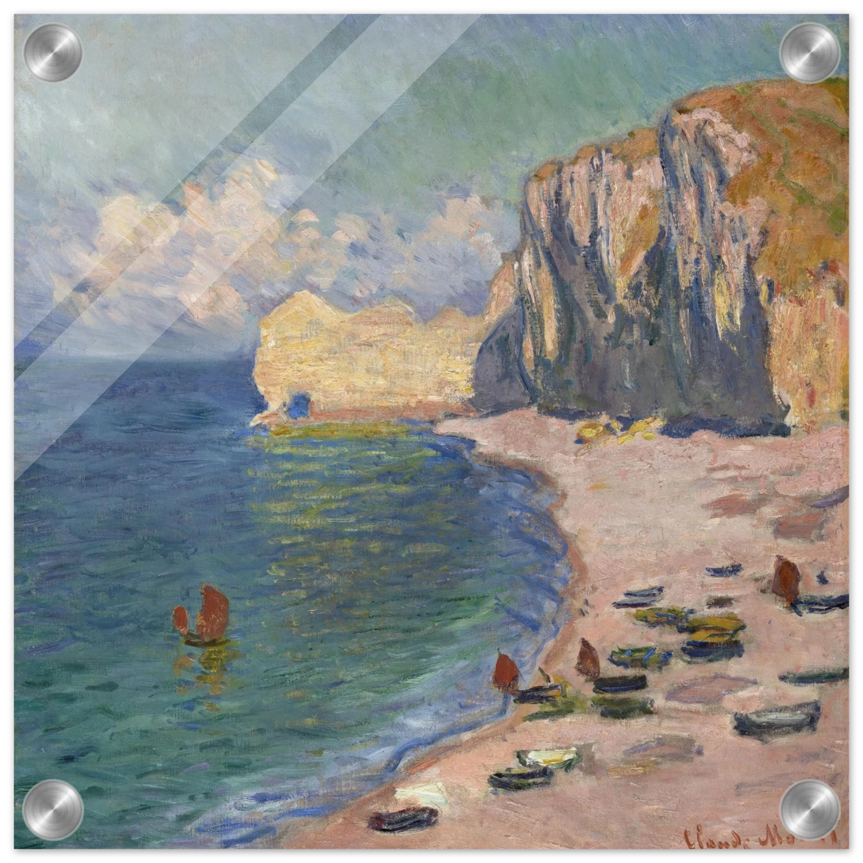 Étretat, The Beach and the Falaise d'Amont (1885) – Claude Monet Wall Art Print - Acrylic Print - 30x30 cm / 12x12″ -