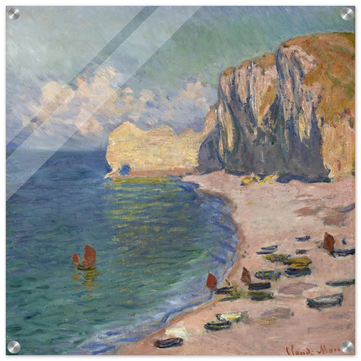 Étretat, The Beach and the Falaise d'Amont (1885) – Claude Monet Wall Art Print - Acrylic Print - 60x60 cm / 24x24″ -