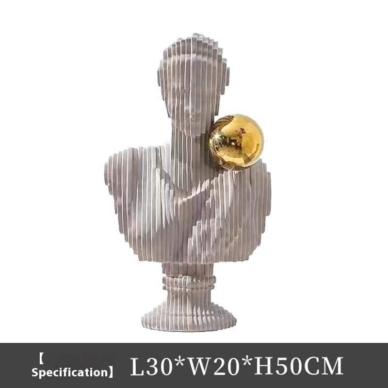 European Bust Sculpture with Golden Accent | Modern Resin Art - Style 02 -