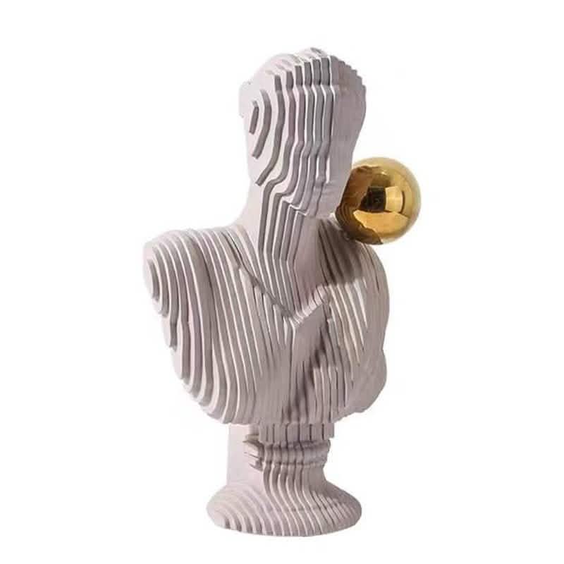 European Bust Sculpture with Golden Accent | Modern Resin Art - Style 01 -
