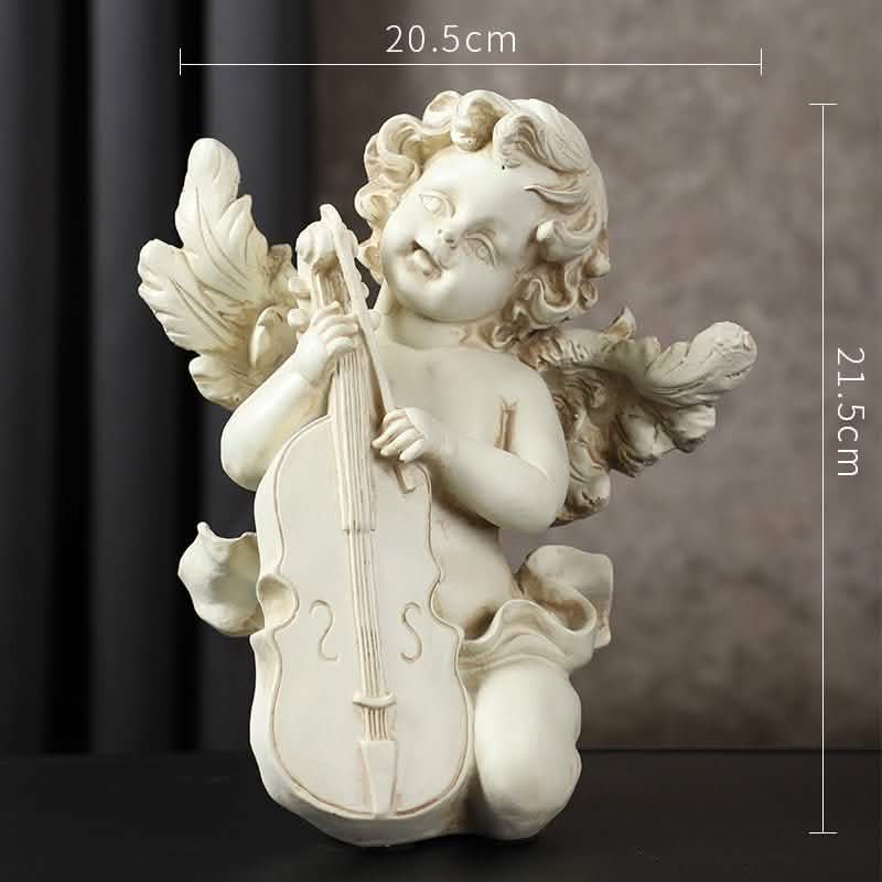 European Cupid Resin Sculpture – Elegant Character Figurine Ornament - Guardian Angel with Torch -