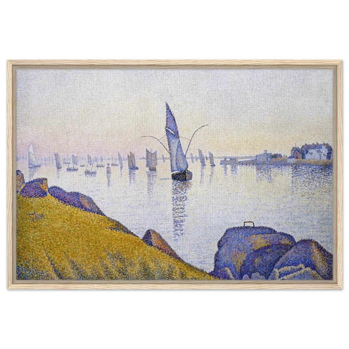 Evening Calm, Concarneau, Opus 220 (Allegro Maestoso) (1891) by Paul Signac | Vintage Wall art print - Framed Canvas - 60x90 cm / 24x36″ - Wood frame