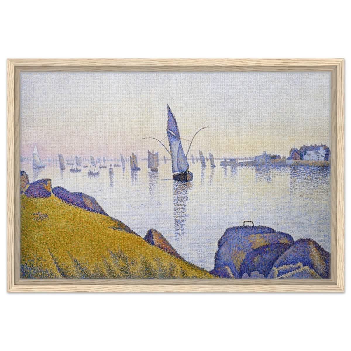 Evening Calm, Concarneau, Opus 220 (Allegro Maestoso) (1891) by Paul Signac | Vintage Wall art print - Framed Canvas - 40x60 cm / 16x24″ - Wood frame