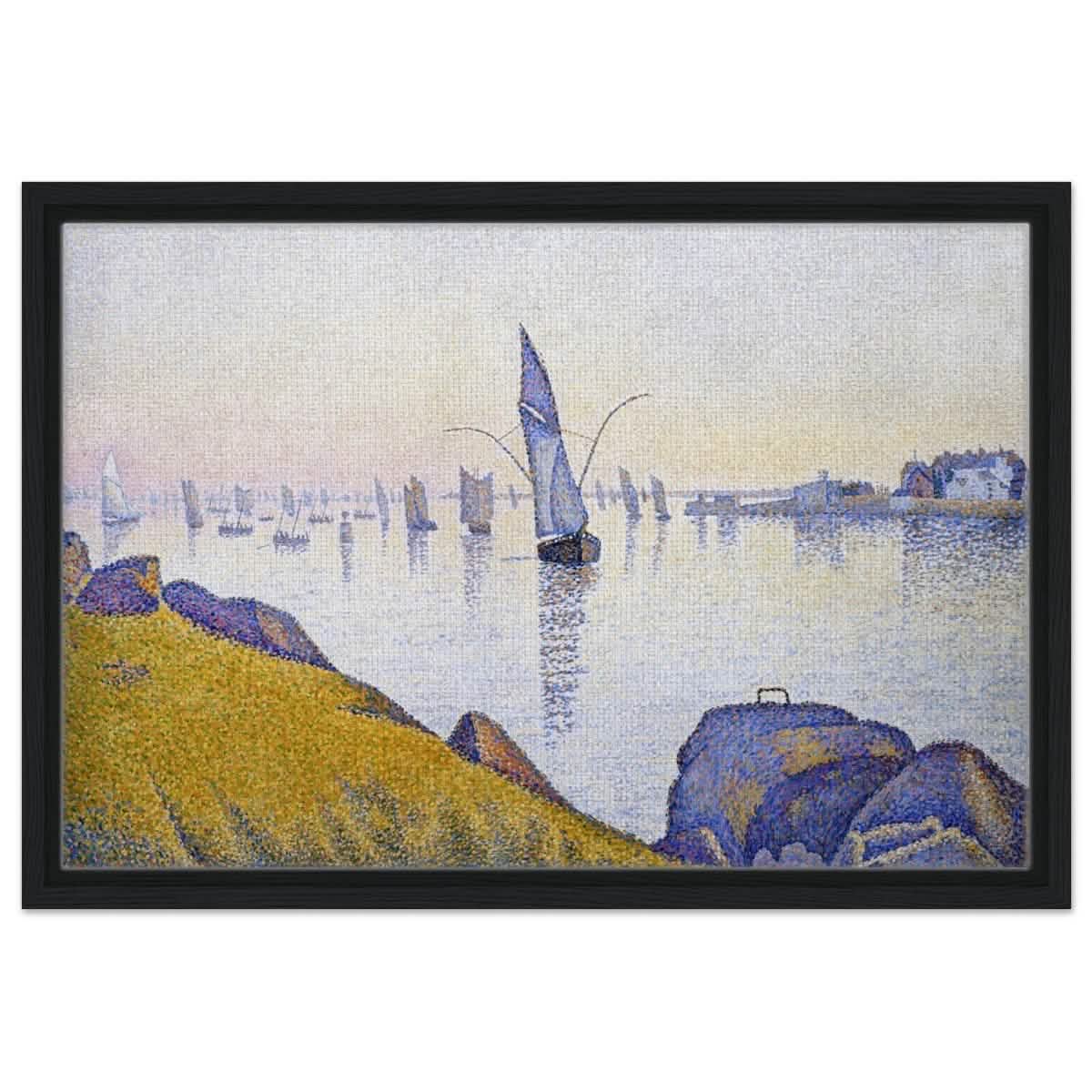 Evening Calm, Concarneau, Opus 220 (Allegro Maestoso) (1891) by Paul Signac | Vintage Wall art print - Framed Canvas - 40x60 cm / 16x24″ - Black frame