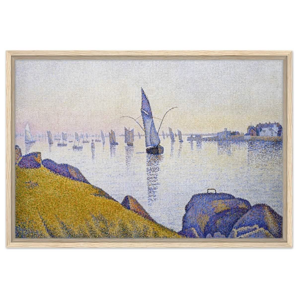 Evening Calm, Concarneau, Opus 220 (Allegro Maestoso) (1891) by Paul Signac | Vintage Wall art print - Framed Canvas - 50x75 cm / 20x30″ - Wood frame