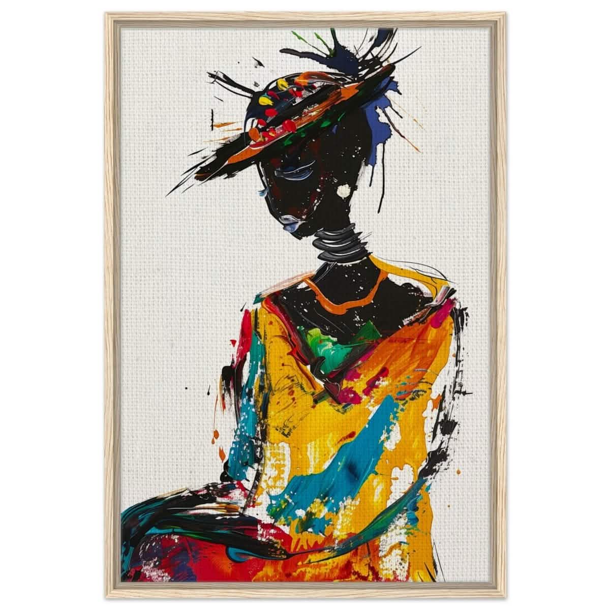 Expressive Harmony V1 | Abstract Expressionist Portraiture - Framed Canvas - 30x45 cm / 12x18″ - Wood frame