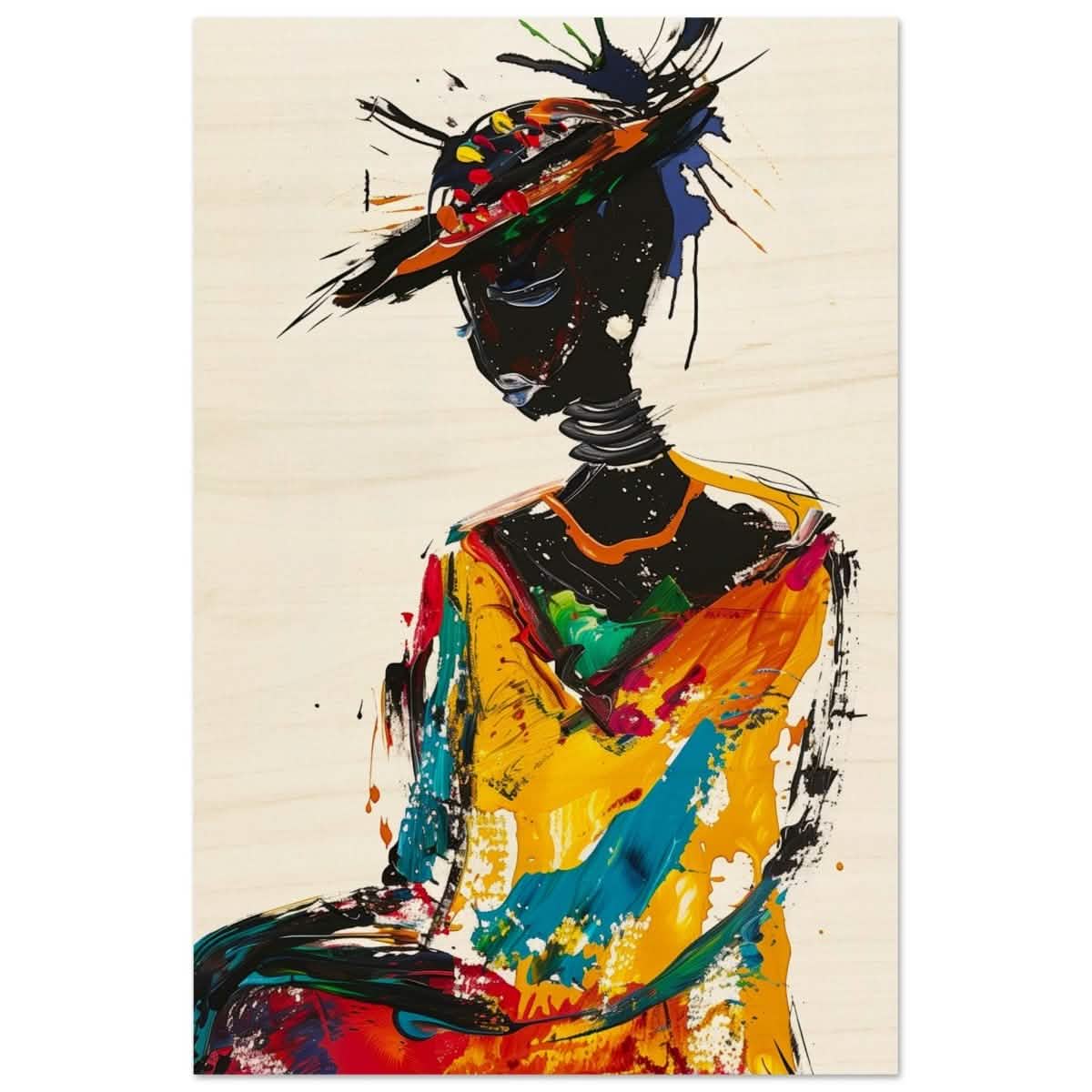 Expressive Harmony V1 | Abstract Expressionist Portraiture - Wood Prints - 30x45 cm / 12x18″ -