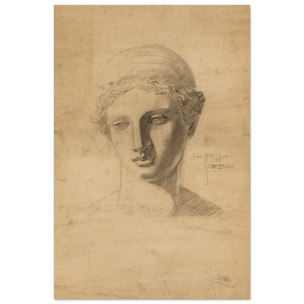 antike buste 1906 by egon schiele vintage wall art printWood Prints