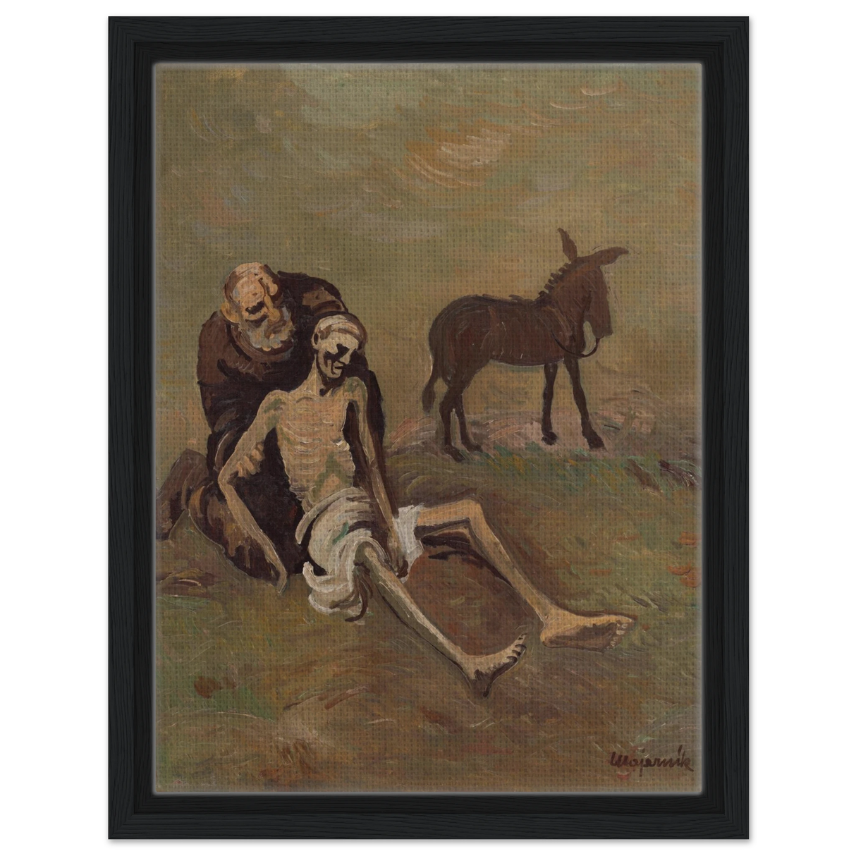 The Good Samaritan by Cyprián MajernÃk – Expressionist Biblical Wall Art PrintFramed Canvas20x30 cm / 8x12″
