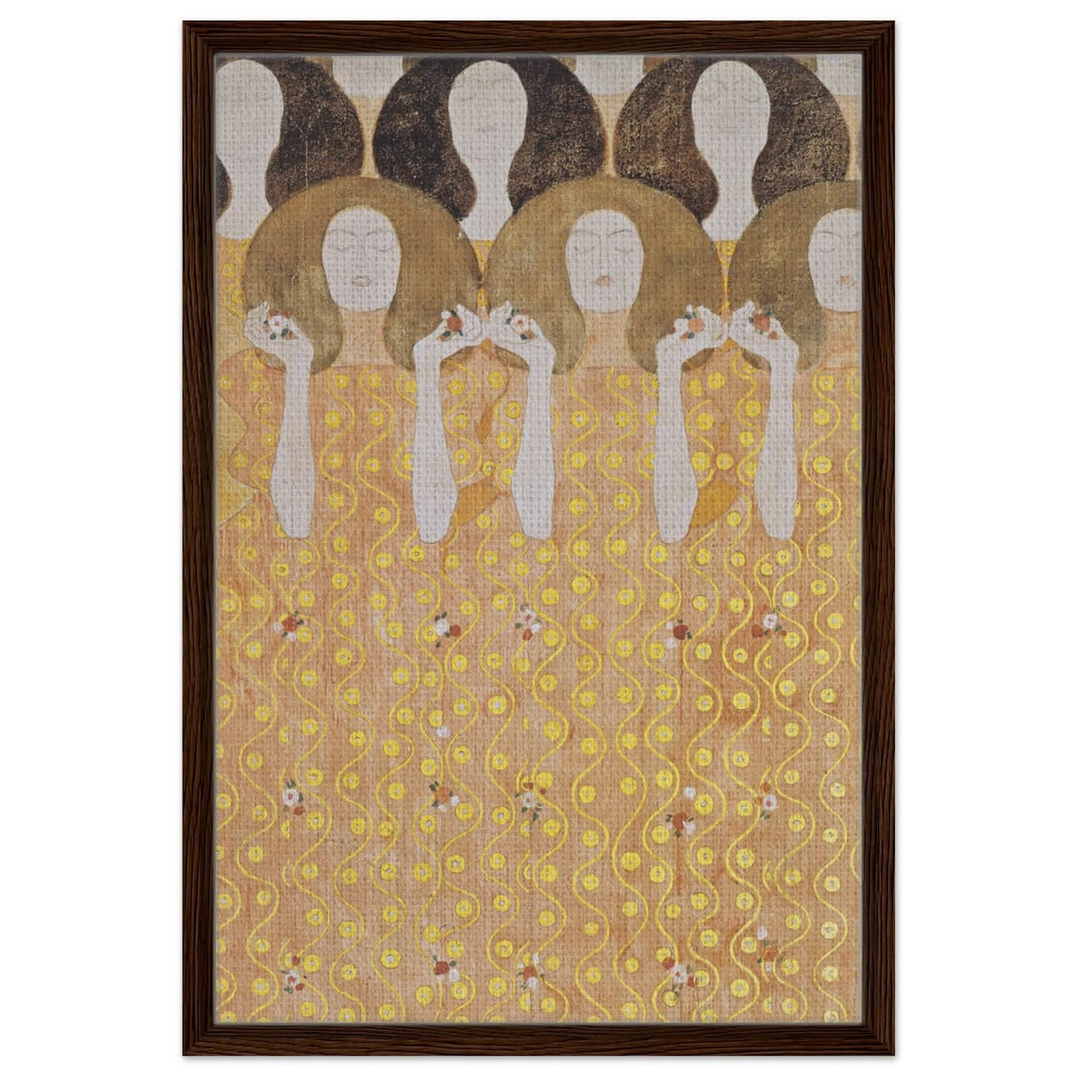 Beethoven's Frieze by Gustav Klimt - Framed Canvas - 50x75 cm / 20x30″ - Dark wood frame