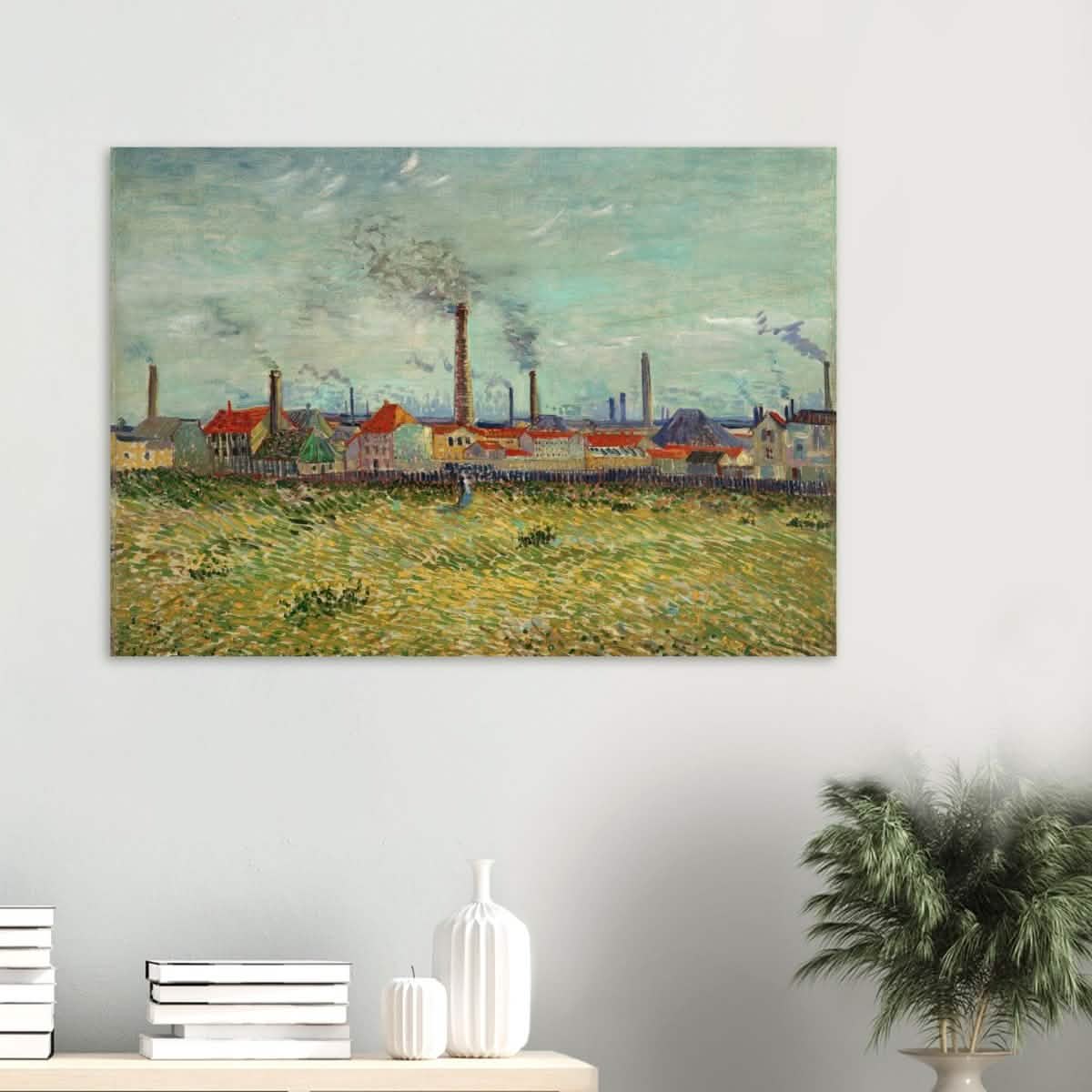 Factories at Asnières by Vincent van Gogh - Wood Prints - 70x100 cm / 28x40″ - 10 mm