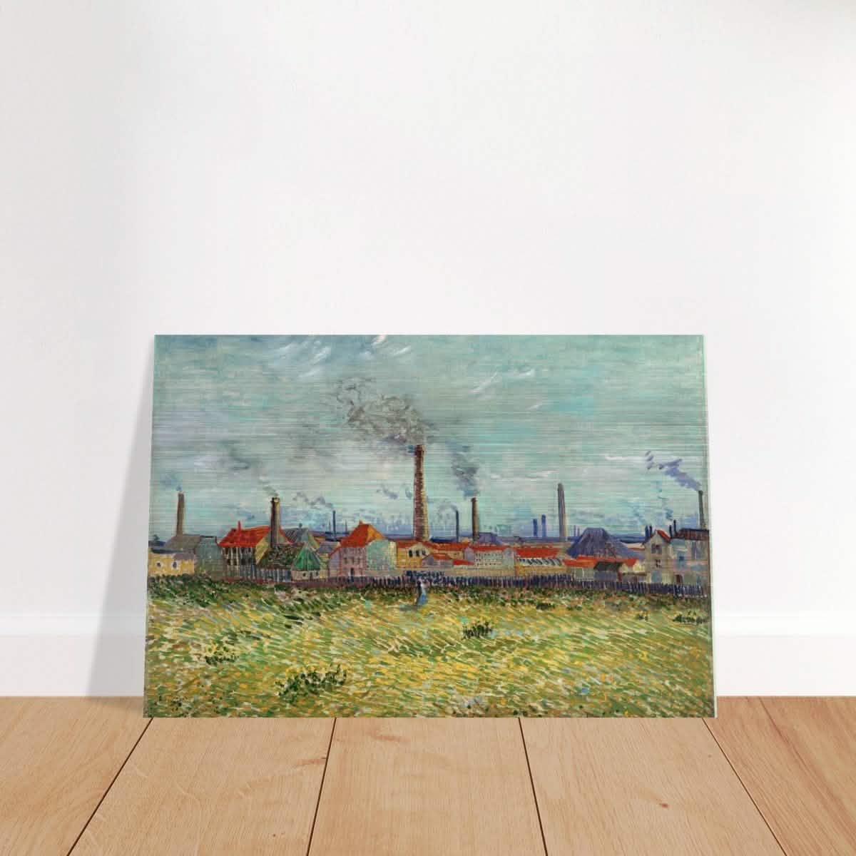 Factories at Asnières by Vincent van Gogh - Brushed Aluminum Print - 30x45 cm / 12x18″ -