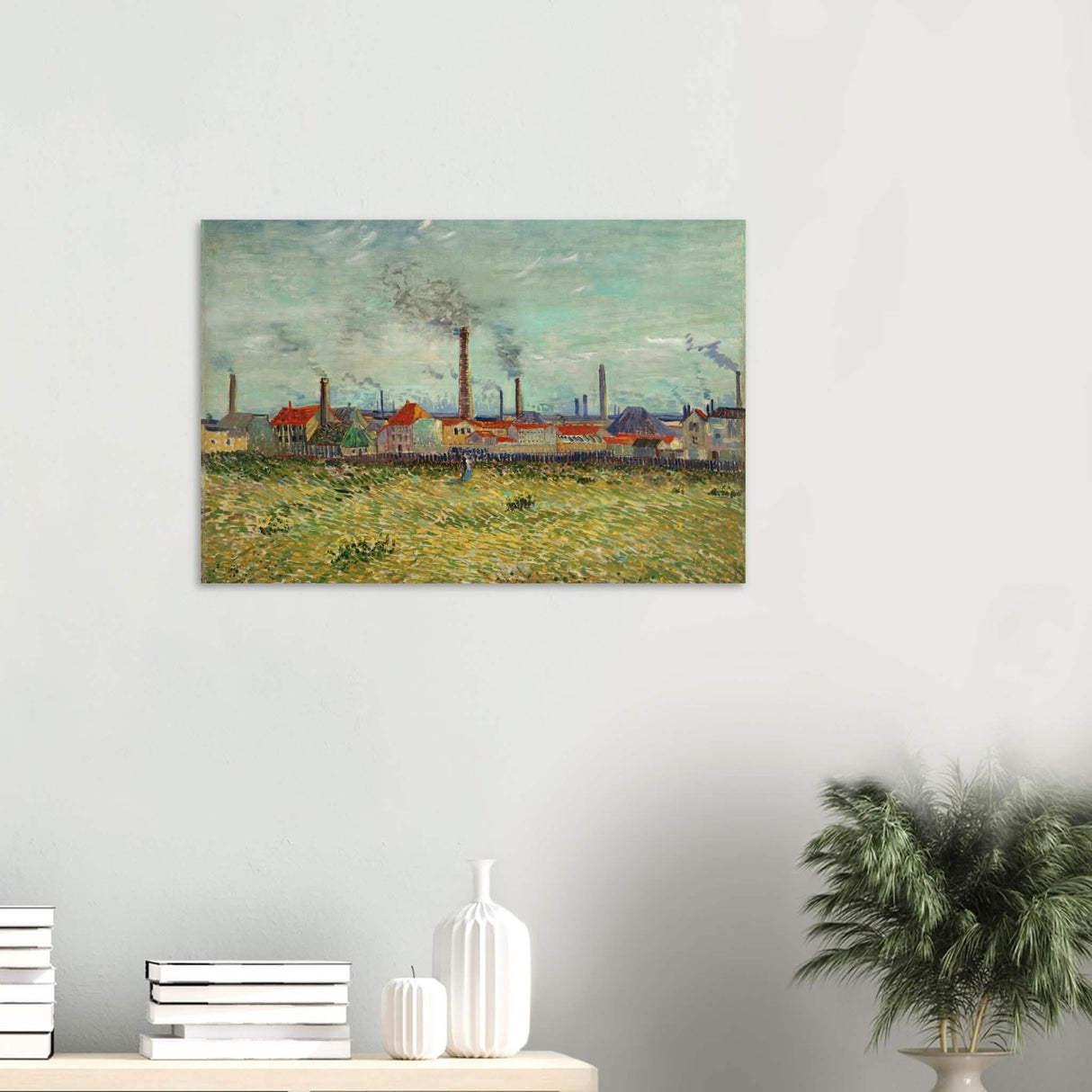 Factories at Asnières by Vincent van Gogh - Wood Prints - 50x75 cm / 20x30″ - 20 mm