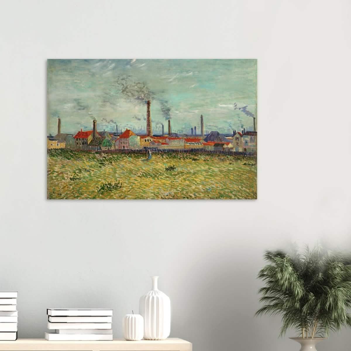 Factories at Asnières by Vincent van Gogh - Wood Prints - 60x90 cm / 24x36″ - 10 mm