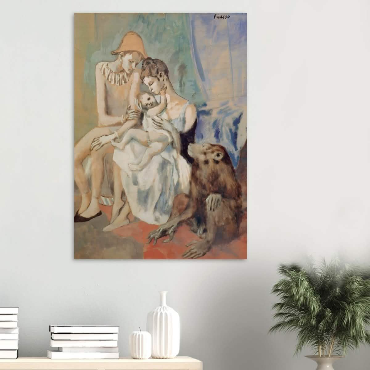 Family of Acrobats with Monkey by Pablo Picasso - Wood Prints - 70x100 cm / 28x40″ - 20 mm