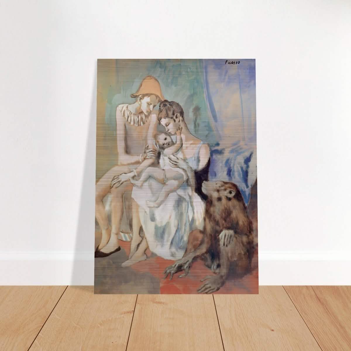 Family of Acrobats with Monkey by Pablo Picasso - Brushed Aluminum Print - 70x100 cm / 28x40″ -