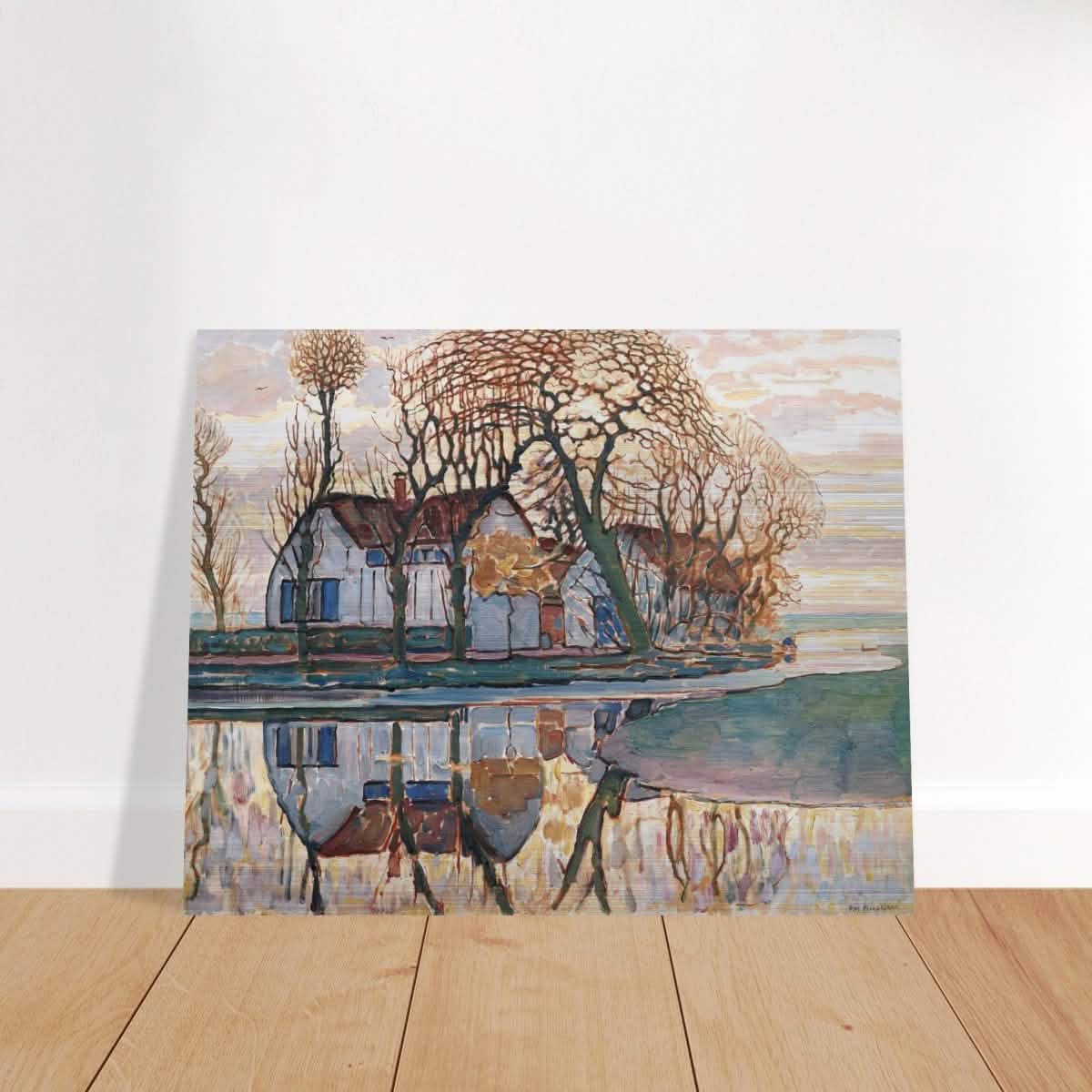 Farm near Duivendrecht by Piet Mondrian | Vintage wall art print - Brushed Aluminum Print - 40x50 cm / 16x20″ -