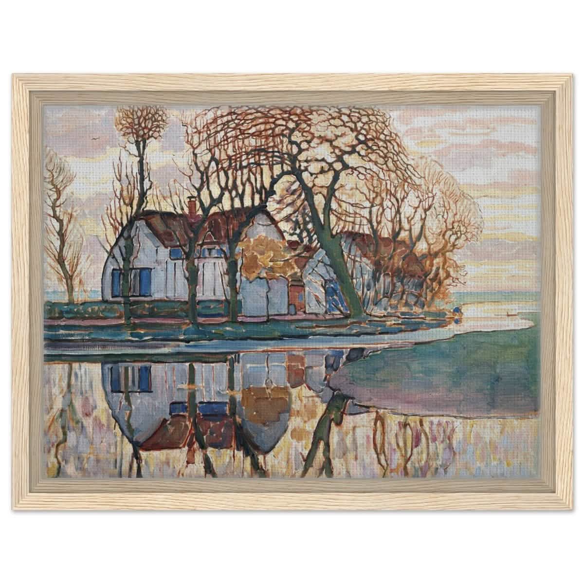 Farm near Duivendrecht by Piet Mondrian | Vintage wall art print - Framed Canvas - 30x40 cm / 12x16″ - Wood frame