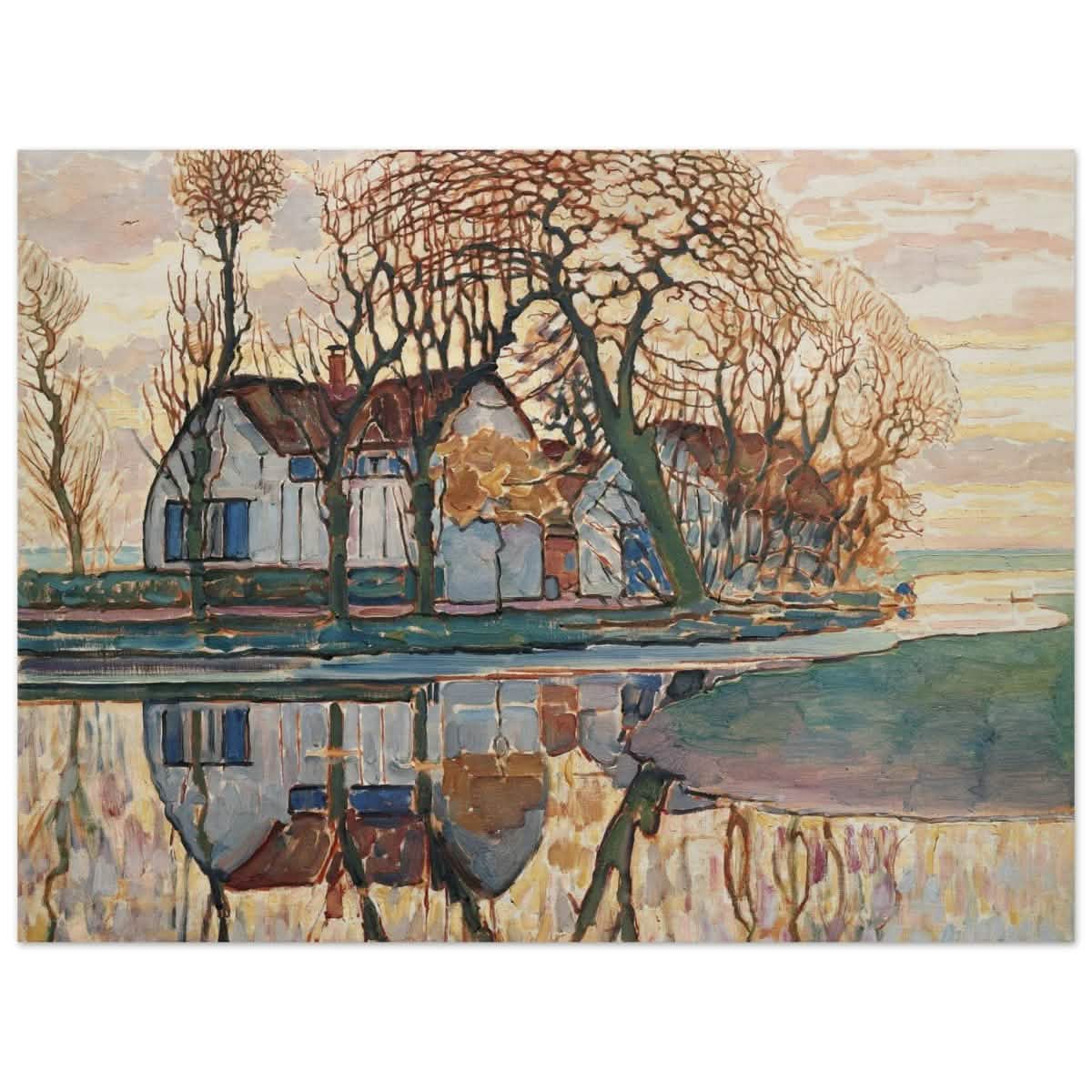 Farm near Duivendrecht by Piet Mondrian | Vintage wall art print - Wood Prints - 30x40 cm / 12x16″ -