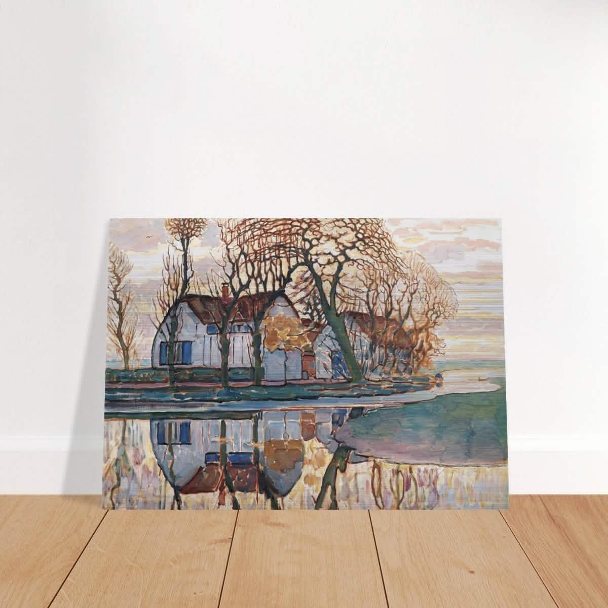 Farm near Duivendrecht by Piet Mondrian | Vintage wall art print - Brushed Aluminum Print - 50x70 cm / 20x28″ -