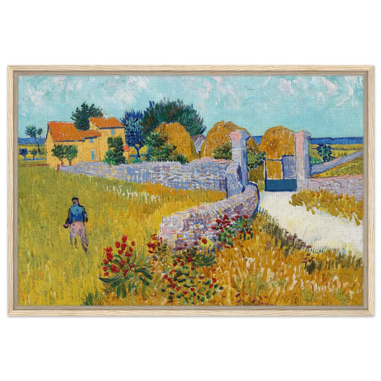 Farmhouse in Provence by Vincent van Gogh 1888 | Vintage wall art print - Framed Canvas - 60x90 cm / 24x36″ - Wood frame