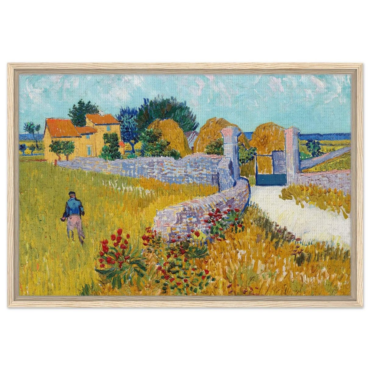 Farmhouse in Provence by Vincent van Gogh 1888 | Vintage wall art print - Framed Canvas - 50x75 cm / 20x30″ - Wood frame