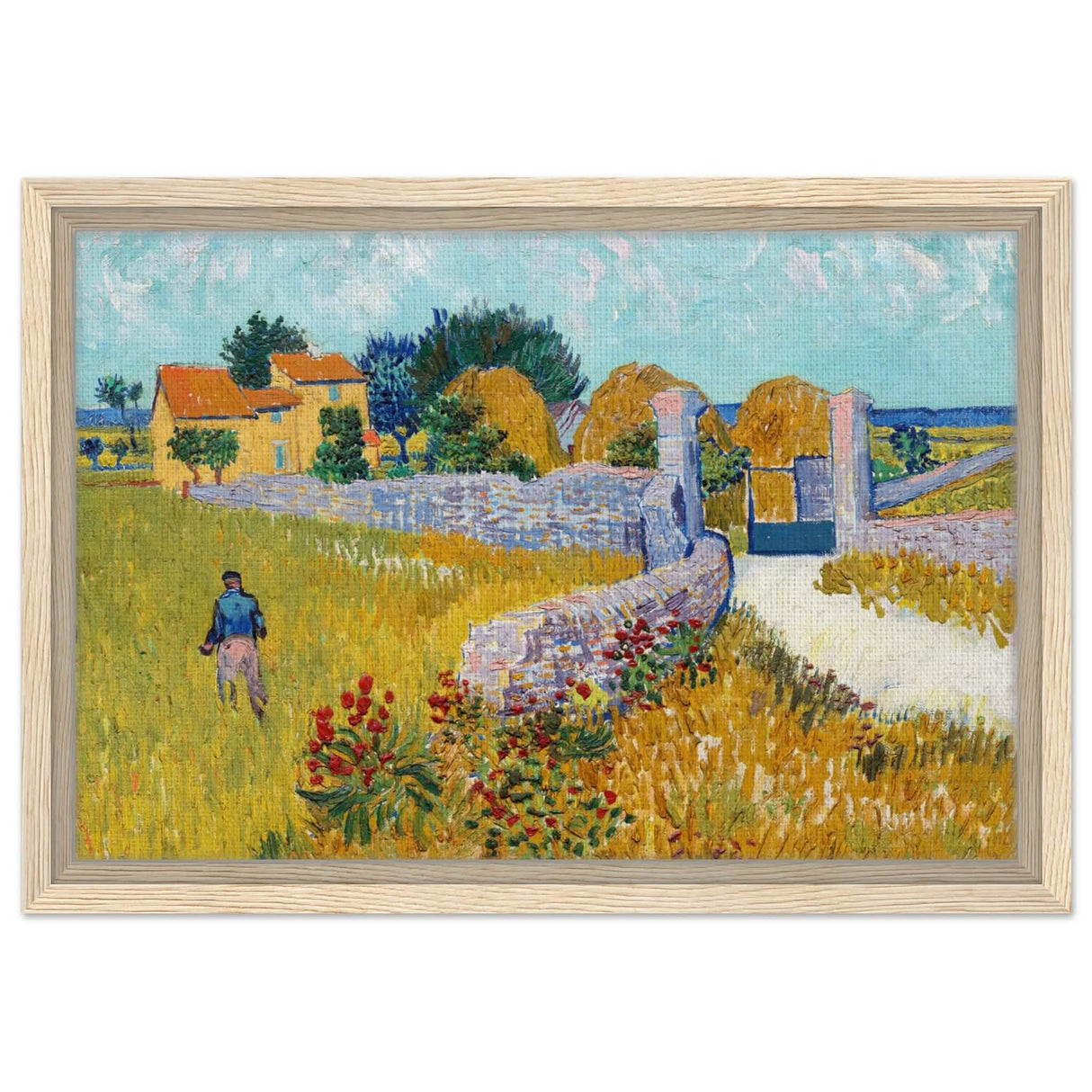 Farmhouse in Provence by Vincent van Gogh 1888 | Vintage wall art print - Framed Canvas - 30x45 cm / 12x18″ - Wood frame