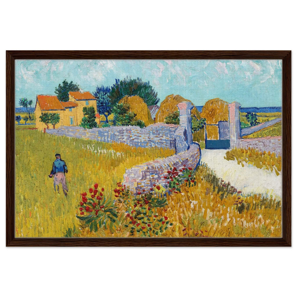 Farmhouse in Provence by Vincent van Gogh 1888 | Vintage wall art print - Framed Canvas - 50x75 cm / 20x30″ - Dark wood frame
