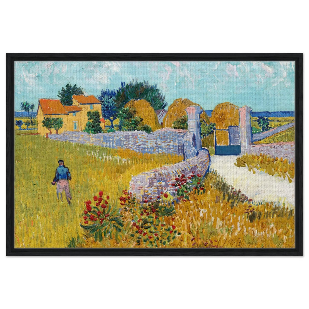 Farmhouse in Provence by Vincent van Gogh 1888 | Vintage wall art print - Framed Canvas - 60x90 cm / 24x36″ - Black frame