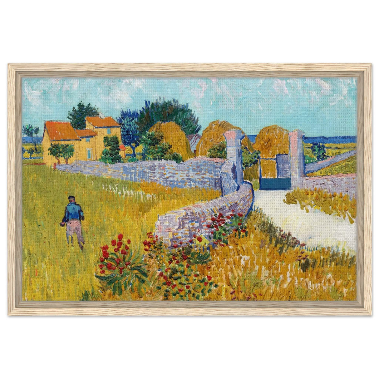 Farmhouse in Provence by Vincent van Gogh 1888 | Vintage wall art print - Framed Canvas - 40x60 cm / 16x24″ - Wood frame