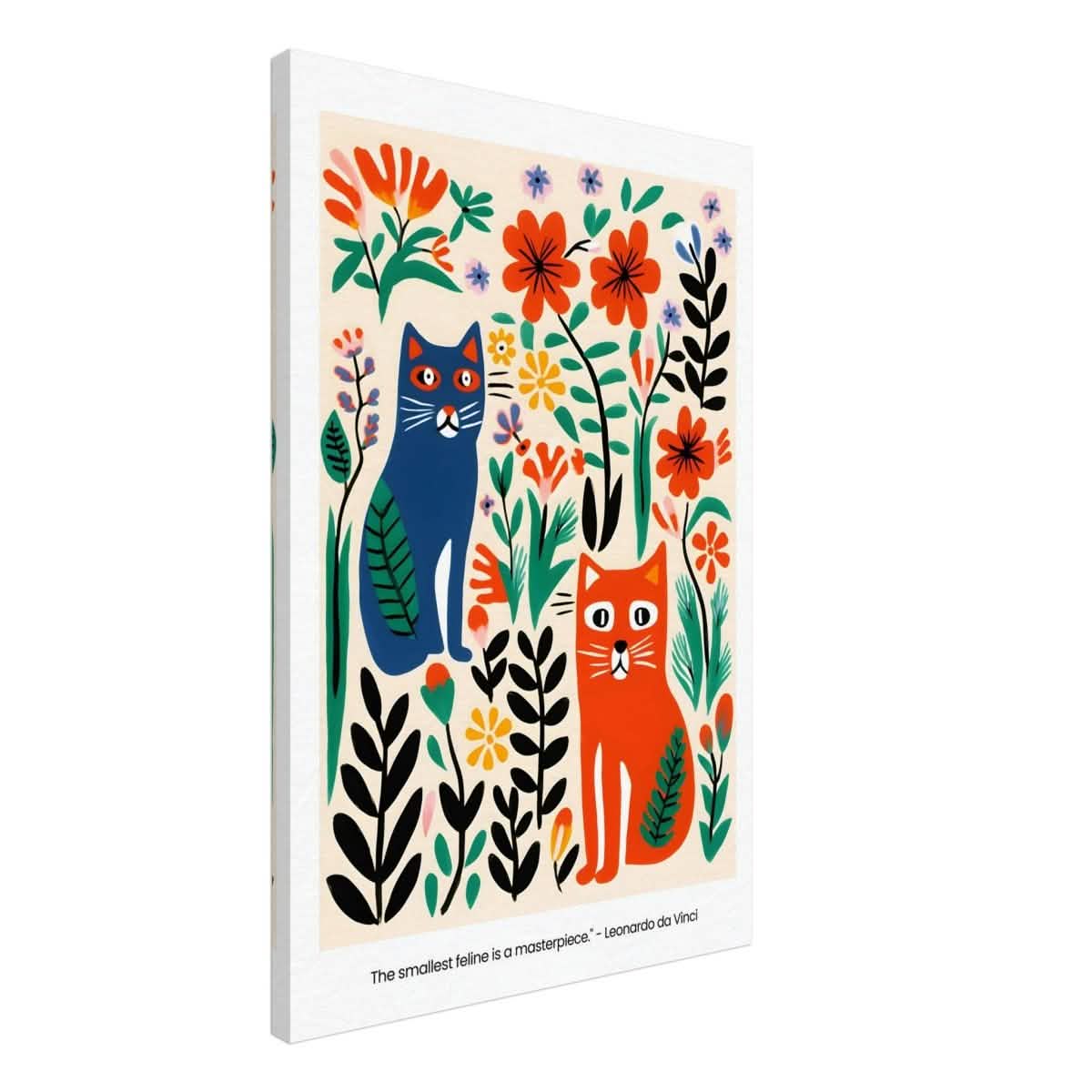 Feline Garden Delight | Modern Folk Art with a playful, illustrative style - Canvas - 50x75 cm / 20x30″ -