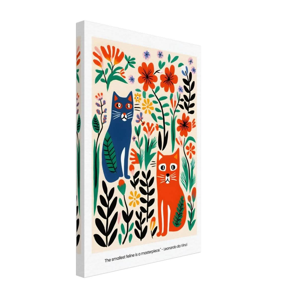 Feline Garden Delight | Modern Folk Art with a playful, illustrative style - Canvas - 30x45 cm / 12x18″ -