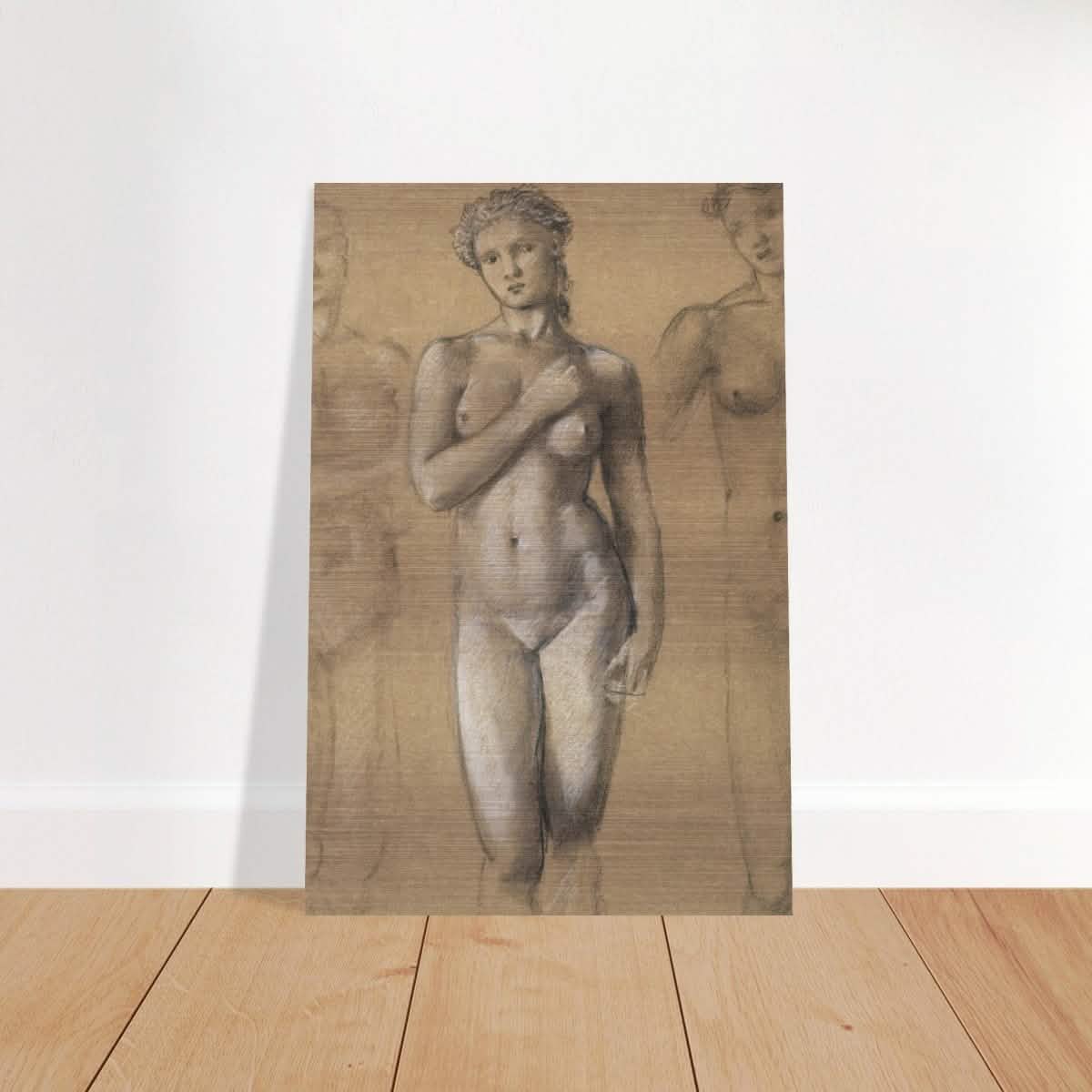 Female Nude Three Studies by Sir Edward Burne - Jones | Vintage wall art print - Brushed Aluminum Print - 50x75 cm / 20x30″ -