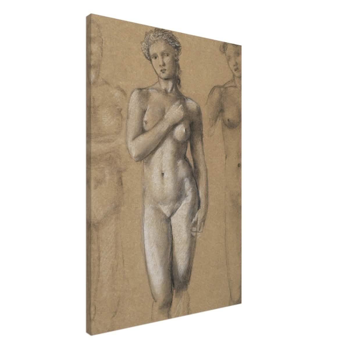 Female Nude Three Studies by Sir Edward Burne - Jones | Vintage wall art print - Canvas - 60x90 cm / 24x36″ -